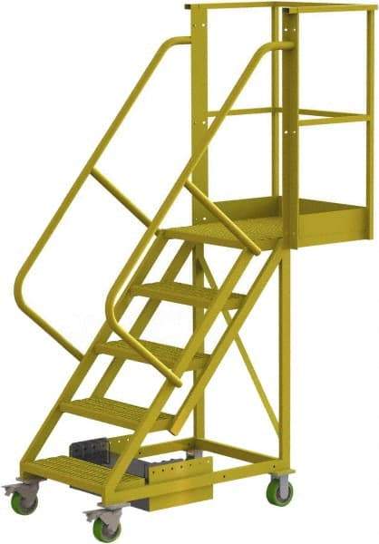TRI-ARC - 92" 5 Step Configurable Cantilever Ladder - Unsupported, 300 Lb Capacity, 50" Platform Height, 30" Base Width x 64" Base Depth, Perforated Tread - Apex Tool & Supply