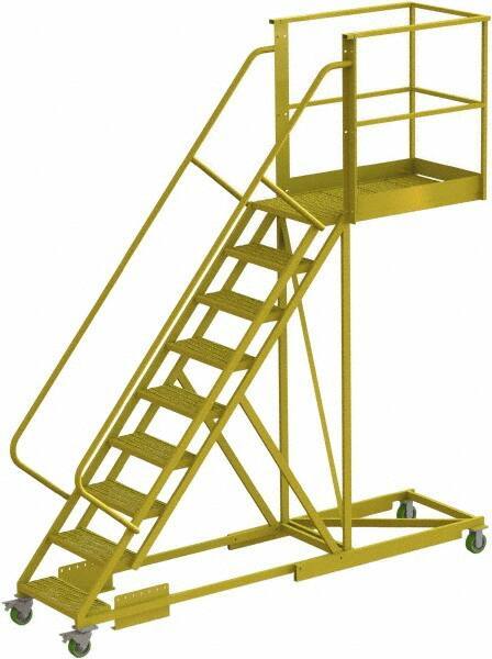 TRI-ARC - 132" 9 Step Configurable Cantilever Ladder - Supported, 300 Lb Capacity, 90" Platform Height, 30" Base Width x 117" Base Depth, Serrated - Apex Tool & Supply