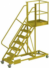 TRI-ARC - 112" 7 Step Configurable Cantilever Ladder - Supported, 300 Lb Capacity, 70" Platform Height, 30" Base Width x 91" Base Depth, Perforated Tread - Apex Tool & Supply