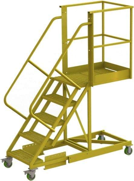 TRI-ARC - 92" 5 Step Configurable Cantilever Ladder - Supported, 300 Lb Capacity, 50" Platform Height, 30" Base Width x 74" Base Depth, Serrated - Apex Tool & Supply