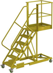 TRI-ARC - 102" 6 Step Configurable Cantilever Ladder - Supported, 300 Lb Capacity, 60" Platform Height, 30" Base Width x 82" Base Depth, Serrated - Apex Tool & Supply