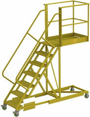 TRI-ARC - 112" 7 Step Configurable Cantilever Ladder - Supported, 300 Lb Capacity, 70" Platform Height, 30" Base Width x 101" Base Depth, Perforated Tread - Apex Tool & Supply