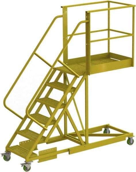 TRI-ARC - 102" 6 Step Configurable Cantilever Ladder - Supported, 300 Lb Capacity, 60" Platform Height, 30" Base Width x 92" Base Depth, Perforated Tread - Apex Tool & Supply