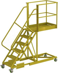 TRI-ARC - 102" 6 Step Configurable Cantilever Ladder - Supported, 300 Lb Capacity, 60" Platform Height, 30" Base Width x 92" Base Depth, Perforated Tread - Apex Tool & Supply