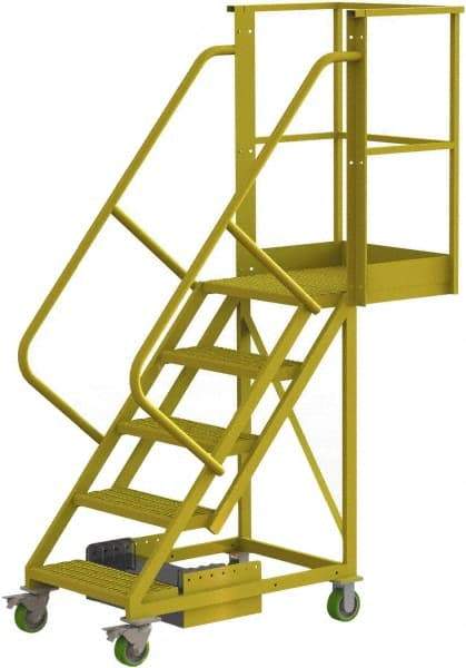 TRI-ARC - 92" 5 Step Configurable Cantilever Ladder - Unsupported, 300 Lb Capacity, 50" Platform Height, 30" Base Width x 64" Base Depth, Serrated - Apex Tool & Supply