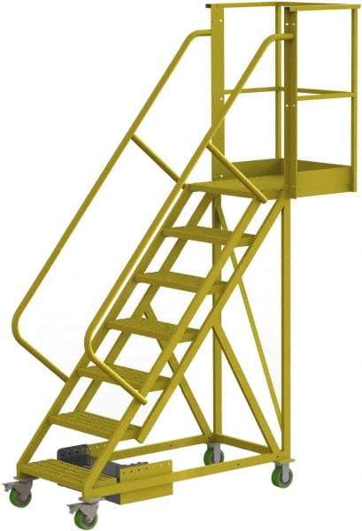 TRI-ARC - 112" 7 Step Configurable Cantilever Ladder - Unsupported, 300 Lb Capacity, 70" Platform Height, 30" Base Width x 81" Base Depth, Serrated - Apex Tool & Supply