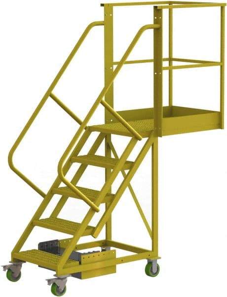 TRI-ARC - 92" 5 Step Configurable Cantilever Ladder - Unsupported, 300 Lb Capacity, 50" Platform Height, 30" Base Width x 74" Base Depth, Perforated Tread - Apex Tool & Supply
