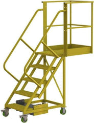 TRI-ARC - 92" 5 Step Configurable Cantilever Ladder - Unsupported, 300 Lb Capacity, 50" Platform Height, 30" Base Width x 74" Base Depth, Perforated Tread - Apex Tool & Supply