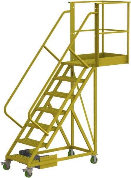 TRI-ARC - 112" 7 Step Configurable Cantilever Ladder - Unsupported, 300 Lb Capacity, 70" Platform Height, 30" Base Width x 91" Base Depth, Perforated Tread - Apex Tool & Supply