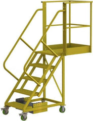 TRI-ARC - 92" 5 Step Configurable Cantilever Ladder - Unsupported, 300 Lb Capacity, 50" Platform Height, 30" Base Width x 74" Base Depth, Serrated - Apex Tool & Supply