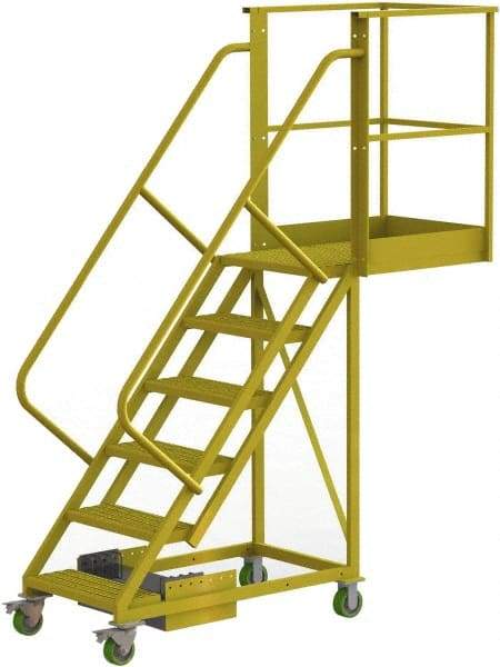 TRI-ARC - 102" 6 Step Configurable Cantilever Ladder - Unsupported, 300 Lb Capacity, 60" Platform Height, 30" Base Width x 82" Base Depth, Serrated - Apex Tool & Supply