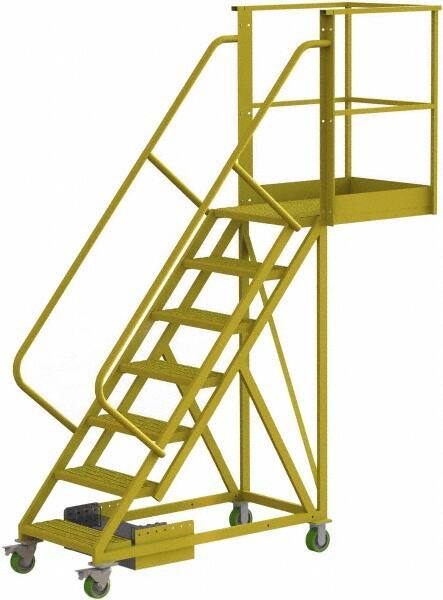 TRI-ARC - 112" 7 Step Configurable Cantilever Ladder - Unsupported, 300 Lb Capacity, 70" Platform Height, 30" Base Width x 91" Base Depth, Serrated - Apex Tool & Supply