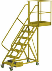 TRI-ARC - 112" 7 Step Configurable Cantilever Ladder - Unsupported, 300 Lb Capacity, 70" Platform Height, 30" Base Width x 91" Base Depth, Serrated - Apex Tool & Supply