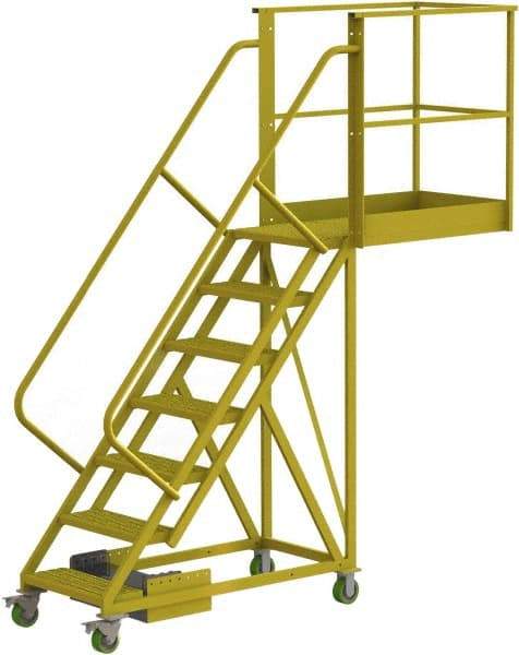 TRI-ARC - 112" 7 Step Configurable Cantilever Ladder - Unsupported, 300 Lb Capacity, 70" Platform Height, 30" Base Width x 101" Base Depth, Perforated Tread - Apex Tool & Supply