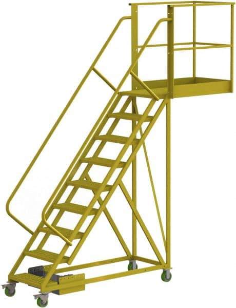 TRI-ARC - 132" 9 Step Configurable Cantilever Ladder - Unsupported, 300 Lb Capacity, 90" Platform Height, 30" Base Width x 117" Base Depth, Perforated Tread - Apex Tool & Supply