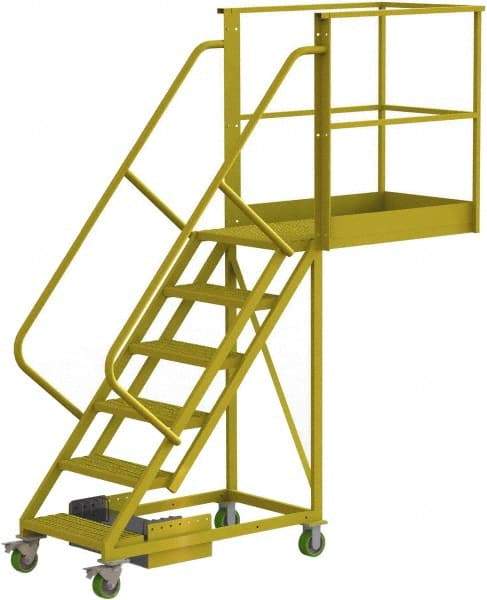 TRI-ARC - 102" 6 Step Configurable Cantilever Ladder - Unsupported, 300 Lb Capacity, 60" Platform Height, 30" Base Width x 92" Base Depth, Serrated - Apex Tool & Supply