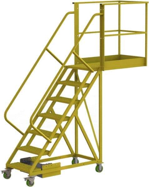 TRI-ARC - 112" 7 Step Configurable Cantilever Ladder - Unsupported, 300 Lb Capacity, 70" Platform Height, 30" Base Width x 101" Base Depth, Serrated - Apex Tool & Supply