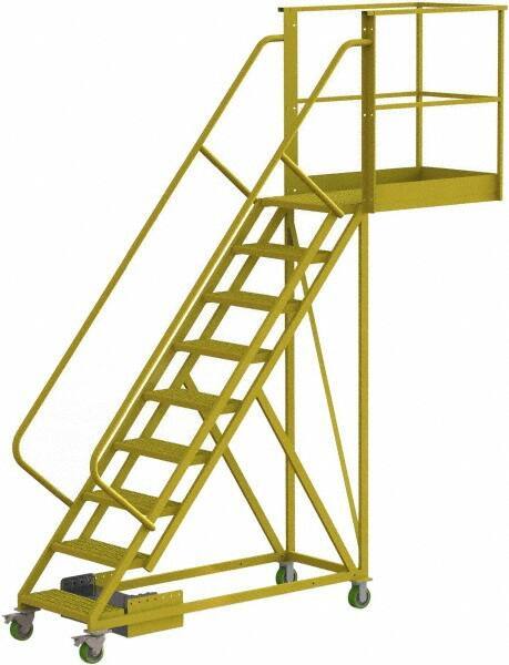 TRI-ARC - 132" 9 Step Configurable Cantilever Ladder - Unsupported, 300 Lb Capacity, 90" Platform Height, 30" Base Width x 117" Base Depth, Serrated - Apex Tool & Supply