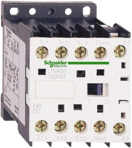 Schneider Electric - 3 Pole, 24 Coil VDC, 6 Amp at 440 VAC, Nonreversible IEC Contactor - BS 5424, CSA, IEC 60947, NF C 63-110, RoHS Compliant, UL Listed, VDE 0660 - Apex Tool & Supply