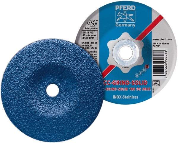 PFERD - 46 Grit, 4-1/2" Wheel Diam, 7/8" Arbor Hole, Type 27 Depressed Center Wheel - Aluminum Oxide - Apex Tool & Supply