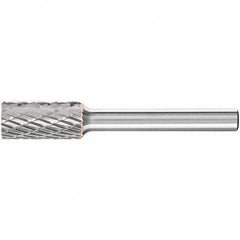 PFERD - 3/8" Cut Diam, 1/4" Shank Diam, Cylinder Head Double Cut Burr - Carbide, Flat End, 3/4" LOC, 2-1/2" OAL - Apex Tool & Supply
