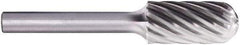 PFERD - 3/8" Cut Diam, 1/4" Shank Diam, Cylinder with Radius Head Fluted Cut Burr - Carbide, Radius End, 3/4" LOC, 2-1/2" OAL - Apex Tool & Supply