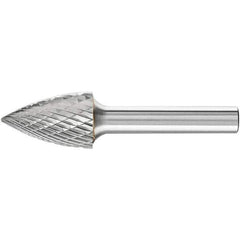 PFERD - 5/8" Cut Diam, 1/4" Shank Diam, Tree Head Double Cut Burr - Carbide, Point End, 1" LOC, 2-3/4" OAL - Apex Tool & Supply