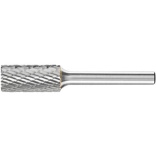 PFERD - 1/2" Cut Diam, 1/4" Shank Diam, Cylinder with End Cut Head Double Cut Burr - Carbide, End Cut End, 1" LOC, 2-3/4" OAL - Apex Tool & Supply