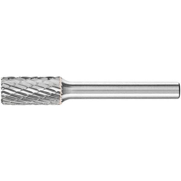 PFERD - 3/8" Cut Diam, 1/4" Shank Diam, Cylinder with End Cut Head Double Cut Burr - Carbide, End Cut End, 3/4" LOC, 2-1/2" OAL - Apex Tool & Supply