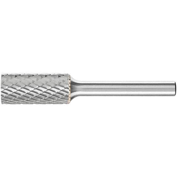 PFERD - 1/2" Cut Diam, 1/4" Shank Diam, Cylinder Head Double Cut Burr - Carbide, Flat End, 1" LOC, 2-3/4" OAL - Apex Tool & Supply