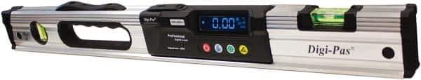 Digi-Pas - 24" Long 2 Vial Box Beam Level - Aluminum, Black/Silver, 1 Plumb & 1 Level Vial - Apex Tool & Supply