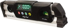 Digi-Pas - Magnetic 9-1/2" Long 2 Vial Torpedo Level - Aluminum, Black/Silver, 1 Plumb & 1 Level Vial - Apex Tool & Supply