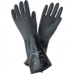 Ansell - 14 mil Thick, Chemical Resistant Gloves - SZ 7 14"14ML BLK 1/PR CHEM-TEK RGH FIN CHEM GLV - Apex Tool & Supply