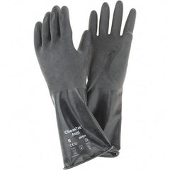 Ansell - 14 mil Thick, Chemical Resistant Gloves - SZ 8 14"14ML BLK 1/PR CHEM-TEK RGH FIN CHEM GLV - Apex Tool & Supply