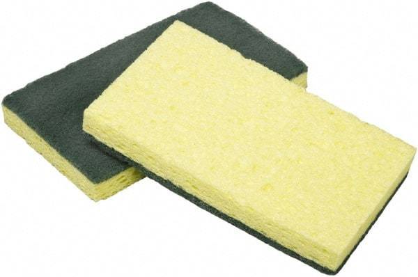 Ability One - 3-1/4" Long x 1/2" Wide x 1" Thick Scouring Sponge - Nonabrasive, Yellow/Green - Apex Tool & Supply