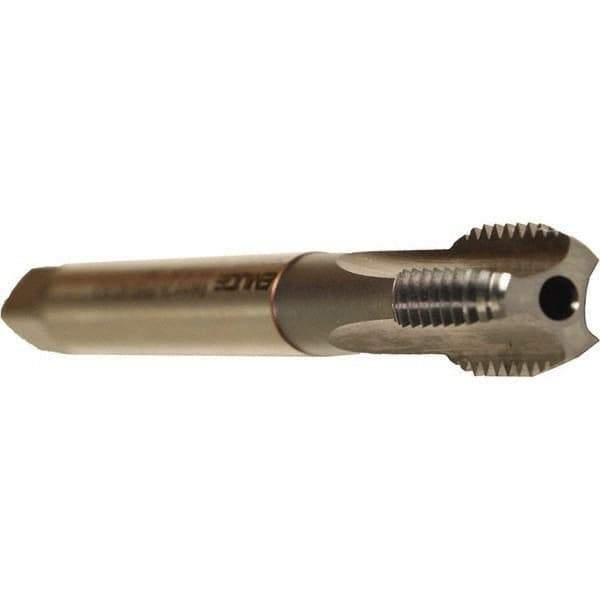 Emuge - 7/16-20 UNF 2BX 4 Flute TiCN Finish Cobalt Straight Flute Machine Tap - Modified Bottoming, Right Hand Thread, 3.937" OAL, 0.866" Thread Length, Oversize, Through Coolant - Exact Industrial Supply