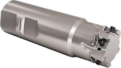Seco - 1-1/4" Cut Diam, 8mm Max Depth of Cut, 1-1/4" Shank Diam, 4-1/2" OAL, Indexable Square Shoulder End Mill - LOEX Inserts, Weldon Shank, 90° Lead Angle, Through Coolant, Series Square T4-08 - Apex Tool & Supply
