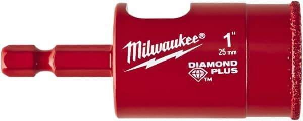 Milwaukee Tool - 1" Diam, 1-1/2" Cutting Depth, Hole Saw - Diamond Grit Saw, Continuous Edge - Apex Tool & Supply