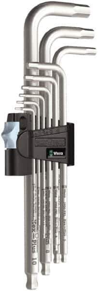 Wera - 9 Piece L-Key Hex Key Set - Hex Range 1.5 to 10mm, Stainless Steel - Apex Tool & Supply