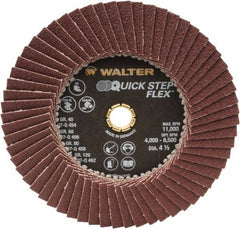 WALTER Surface Technologies - 80 Grit, 4-1/2" Disc Diam, Type 29 Aluminum Oxide Flap Disc - 11,000 Max RPM, Fiber Backing, Arbor Attaching System, Coated - Apex Tool & Supply