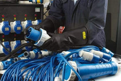 Ansell - Class 0, Size 7, 11" Long, Rubber Lineman's Glove - 1,000 AC Max Use Voltage, 5,000 AC Test Voltage, Black, ASTM D120 - Apex Tool & Supply