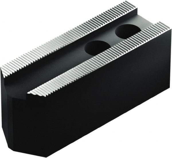 Schunk - 12" Max Chuck Capacity, 1.5mm x 60° Serrated Interface, Square Soft Lathe Chuck Jaw - 3 Jaw, Steel, 30mm Btw Mount Hole Ctrs, 145mm Long, 50mm Wide, 50mm High, 18mm Groove, M14mm Fastener - Apex Tool & Supply