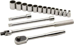 Ability One - 1/2" Drive Socket Set - 12 Points, 3/8" to 1-1/8" Range, Inch Measurement Standard - Apex Tool & Supply