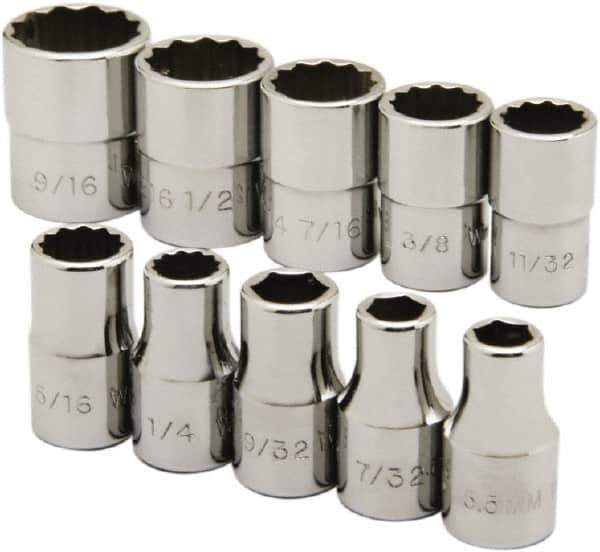 Ability One - 1/4" Drive Socket Set - 6, 12 Points, 3/16" to 9/16" Range, Inch Measurement Standard - Apex Tool & Supply
