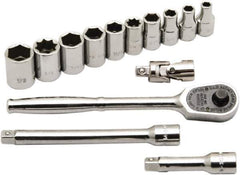 Ability One - 1/4" Drive Socket Set - 12 Points, 3/16" to 9/16" Range, Inch Measurement Standard - Apex Tool & Supply