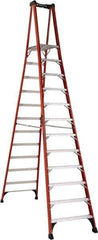 Louisville - 12 Steps, 12' High, Type IAA Rating, Fiberglass Platform Ladder - 375 Lb Load Capacity, 36-13/16" Base Width - Apex Tool & Supply