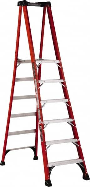 Louisville - 8 Steps, 8' High, Type IAA Rating, Fiberglass Platform Ladder - Apex Tool & Supply