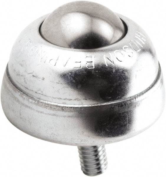 Hudson Bearing - 1 Inch Diameter, Round, Stainless Steel Ball Transfer - 1-3/4 Inch Overall Diameter, 1-3/8 Inch Mount Height, 75 Lb. Capacity - Apex Tool & Supply