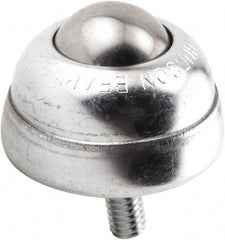 Hudson Bearing - 1 Inch Diameter, Round, Stainless Steel Ball Transfer - 1-3/4 Inch Overall Diameter, 1-3/8 Inch Mount Height, 75 Lb. Capacity - Apex Tool & Supply