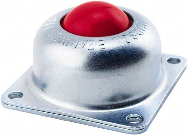Hudson Bearing - 1-1/2 Inch Diameter, Square, Stainless Steel Ball Transfer - 1.1875 Inch Mount Height, 250 Lb. Capacity - Apex Tool & Supply